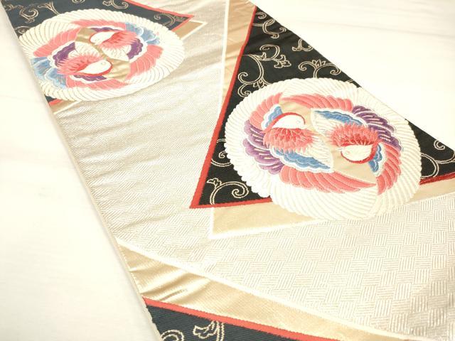 平和屋着物◎六通柄袋帯 唐織 向い鳥唐草文 金銀糸 正絹 逸品 DAAM0544bc