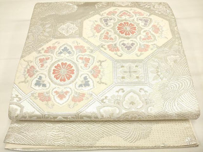 平和屋着物◎六通柄袋帯 粋秀道長 銀糸 正絹 逸品 DAAM0545bc
