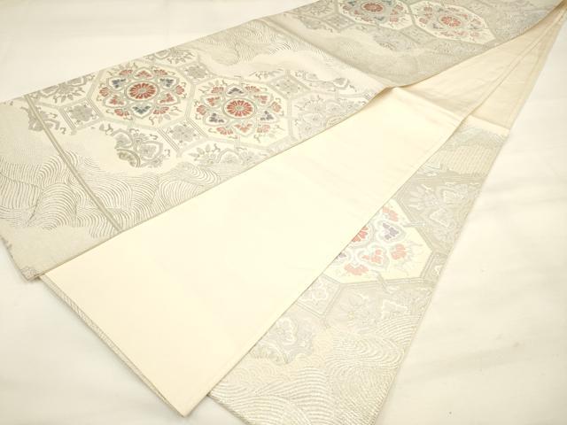 平和屋着物◎六通柄袋帯 粋秀道長 銀糸 正絹 逸品 DAAM0545bc