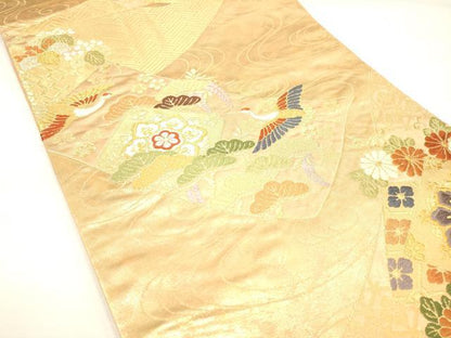 平和屋着物◎六通柄袋帯 唐織 吉祥文 金糸 引箔 正絹 逸品 DAAM0550bc