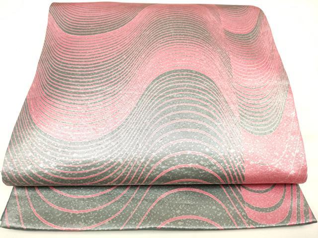平和屋着物◎六通太鼓柄袋帯 流水霞文 引箔 正絹 逸品 DAAM0569bc