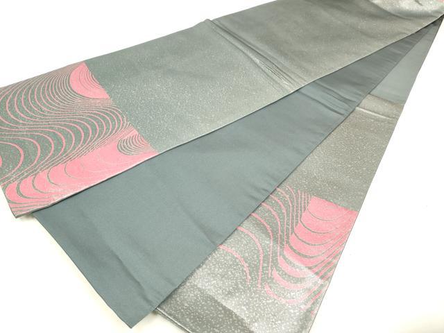 平和屋着物◎六通太鼓柄袋帯 流水霞文 引箔 正絹 逸品 DAAM0569bc