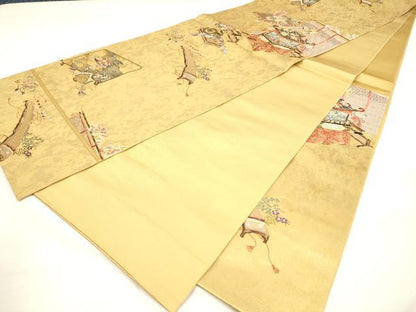 平和屋着物◎六通柄袋帯 几帳花鳥文 金糸 引箔 正絹 逸品 DAAM0584bc