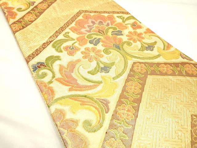 平和屋着物◎佐賀錦 六通柄袋帯 飾花文 金糸 正絹 逸品 DAAM0593bc