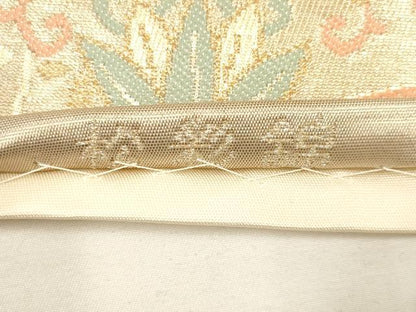 平和屋着物◎六通柄袋帯 霞取り吉祥花文 金糸 正絹 逸品 DAAM0634bc