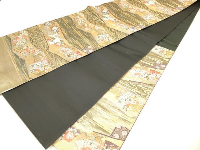 平和屋着物◎六通柄袋帯 唐織 屏風草花文 金糸 正絹 逸品 DAAM0636bc