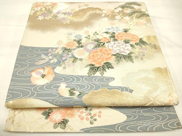 平和屋着物◎六通柄袋帯 唐織 華祥錦 花鳥文 金糸 正絹 逸品 DAAM0646bc