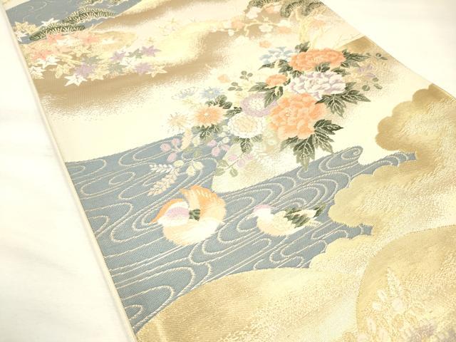平和屋着物◎六通柄袋帯 唐織 華祥錦 花鳥文 金糸 正絹 逸品 DAAM0646bc