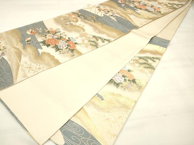 平和屋着物◎六通柄袋帯 唐織 華祥錦 花鳥文 金糸 正絹 逸品 DAAM0646bc