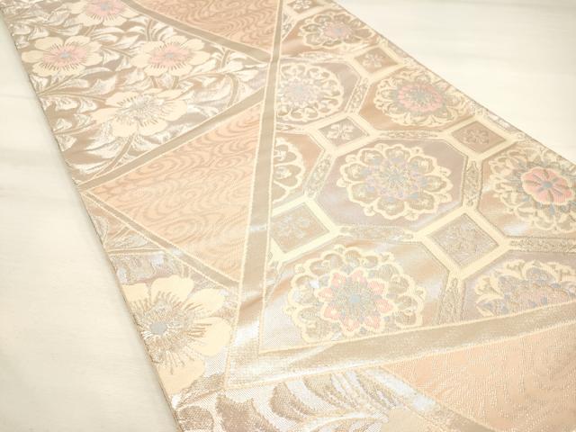 平和屋着物◎六通柄袋帯 蜀江花文 銀糸 正絹 逸品 DAAM0653bc
