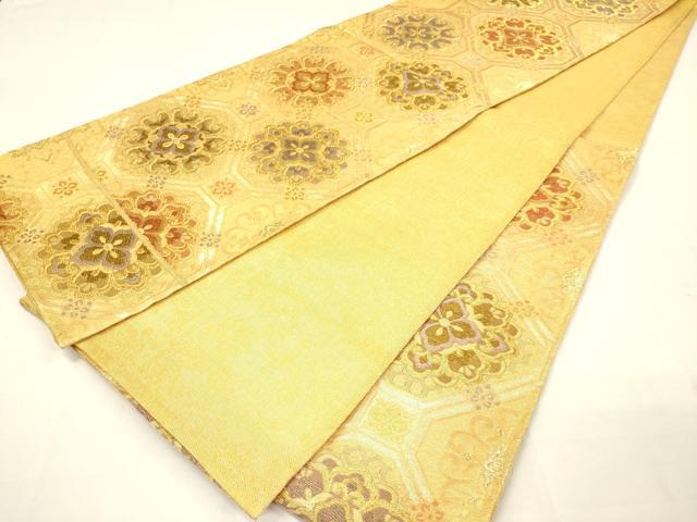 平和屋着物◎六通柄袋帯 蜀江花文 金糸 正絹 逸品 DAAM0818bc