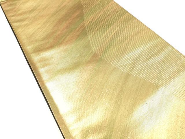 平和屋着物◎六通柄袋帯 瀬戸嵐山作 よろけ縞 金糸 正絹 逸品 DAAM0827bc