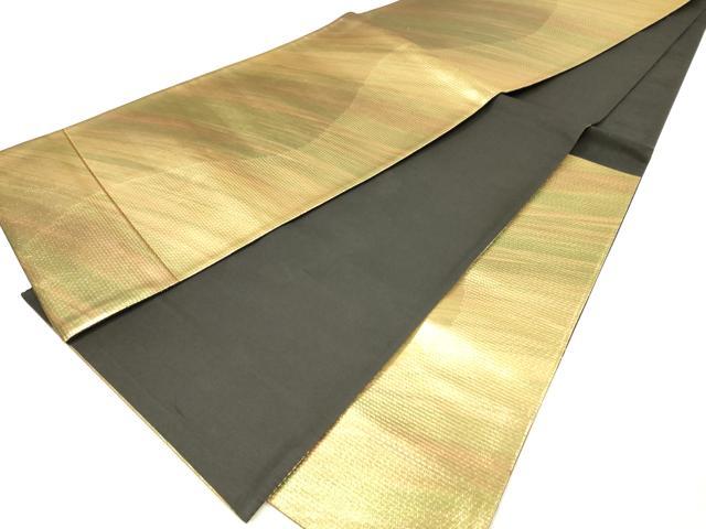 平和屋着物◎六通柄袋帯 瀬戸嵐山作 よろけ縞 金糸 正絹 逸品 DAAM0827bc