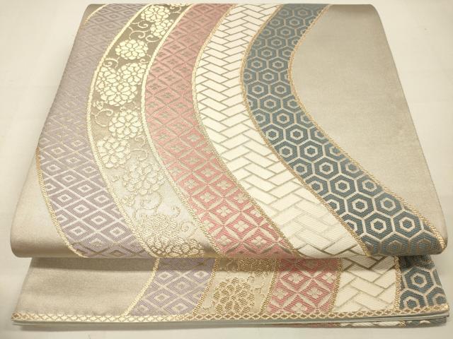 平和屋着物◎六通柄袋帯 吉祥花文 金糸 正絹 逸品 DAAM0853bc