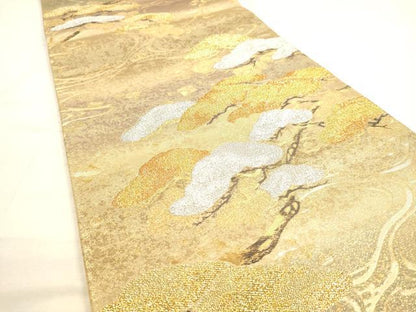 平和屋着物■六通柄袋帯 流水松文 金銀糸 正絹 逸品 DAAM2859tw