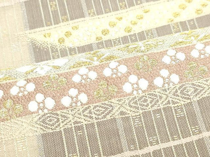 平和屋着物■六通柄袋帯 横段吉祥花文 金銀糸 正絹 逸品 DAAM2896tw