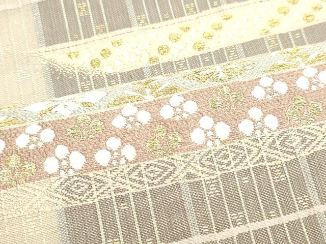平和屋着物■六通柄袋帯 横段吉祥花文 金銀糸 正絹 逸品 DAAM2896tw