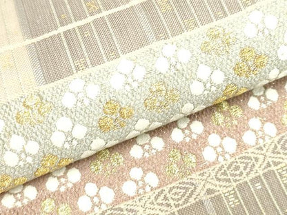 平和屋着物■六通柄袋帯 横段吉祥花文 金銀糸 正絹 逸品 DAAM2896tw