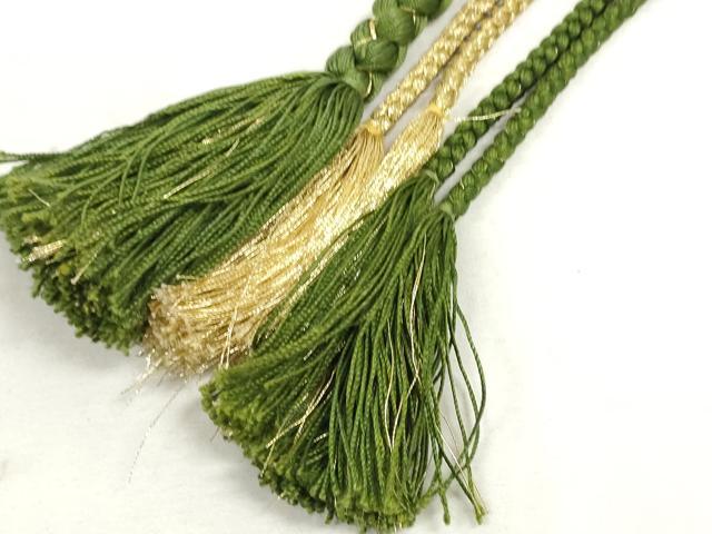 平和屋着物●和装小物　帯締め　振袖用　飾り付き　つまみ細工　パール　丸組　金糸　逸品　DAAM5047zzz