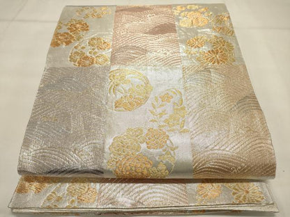 平和屋着物◎佐賀錦 六通柄袋帯 立波花丸文 金銀糸 正絹 逸品 DAAM6507rt