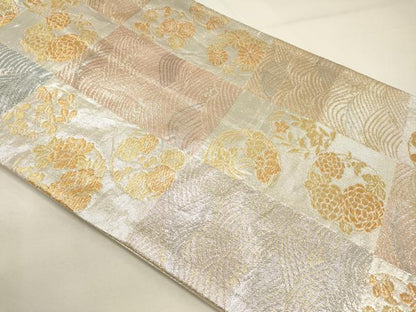 平和屋着物◎佐賀錦 六通柄袋帯 立波花丸文 金銀糸 正絹 逸品 DAAM6507rt