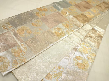 平和屋着物◎佐賀錦 六通柄袋帯 立波花丸文 金銀糸 正絹 逸品 DAAM6507rt