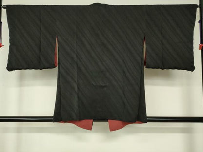 平和屋着物■道行コート リバーシブル 風景地紋 朱・緋色 正絹 逸品 DAAM9627cm