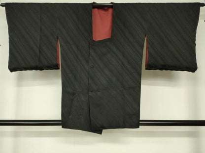 平和屋着物■道行コート リバーシブル 風景地紋 朱・緋色 正絹 逸品 DAAM9627cm