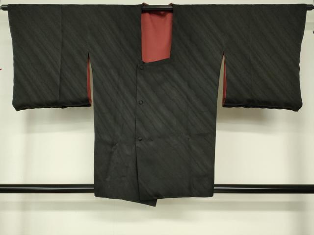 平和屋着物■道行コート リバーシブル 風景地紋 朱・緋色 正絹 逸品 DAAM9627cm