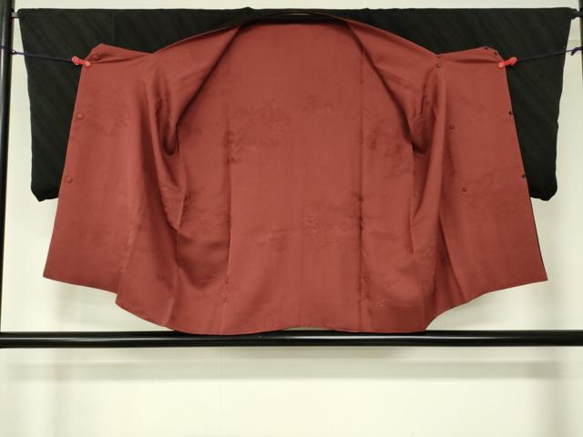 平和屋着物■道行コート リバーシブル 風景地紋 朱・緋色 正絹 逸品 DAAM9627cm