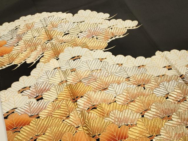 平和屋着物■豪華黒留袖　松　金銀糸　正絹　逸品　DAAN0179op