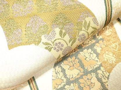 平和屋着物■六通柄袋帯 菱絢錦 あけぼの繭 名物裂 金糸 正絹 逸品 DAAN0352op