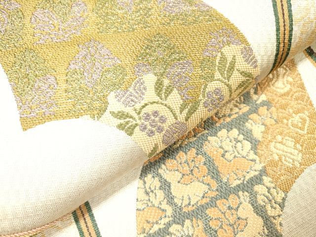 平和屋着物■六通柄袋帯 菱絢錦 あけぼの繭 名物裂 金糸 正絹 逸品 DAAN0352op