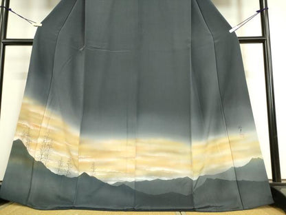 平和屋着物●水嶋征夫 訪問着 樹林文 暈し染め 正絹 逸品 DAAN1230az