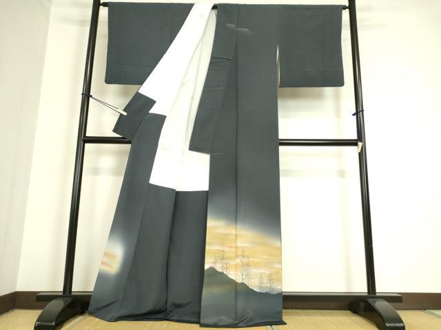 平和屋着物●水嶋征夫 訪問着 樹林文 暈し染め 正絹 逸品 DAAN1230az