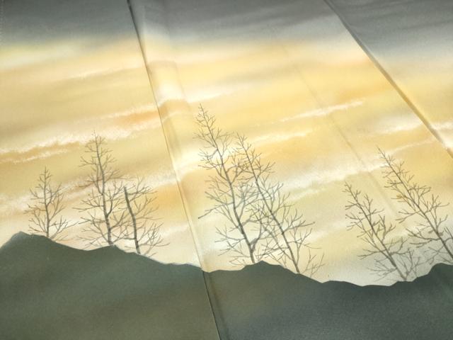 平和屋着物●水嶋征夫 訪問着 樹林文 暈し染め 正絹 逸品 DAAN1230az