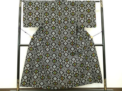平和屋着物●久留米絣 単衣 花菱文 綿 逸品 DAAN2144fe