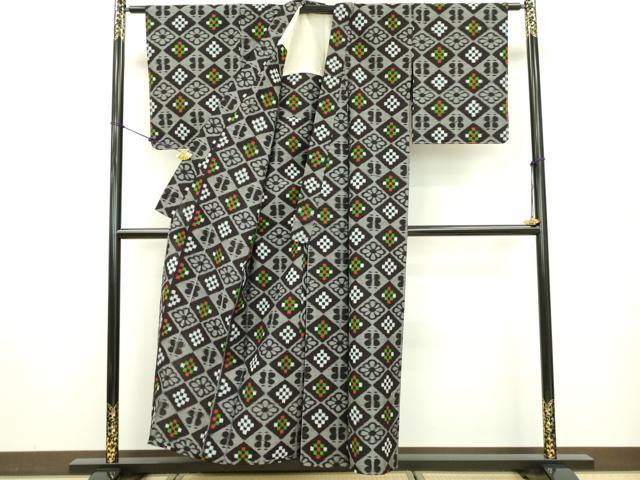 平和屋着物●久留米絣 単衣 花菱文 綿 逸品 DAAN2144fe
