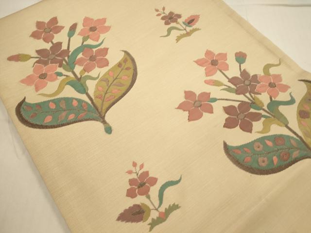 平和屋着物■六通柄袋帯 綾寿 草花文 正絹 逸品 DAAN7672op