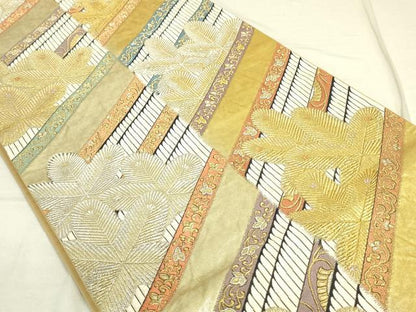 平和屋着物◎六通柄袋帯 松葉文 金銀糸 引箔 正絹 逸品 DAAN8019rt