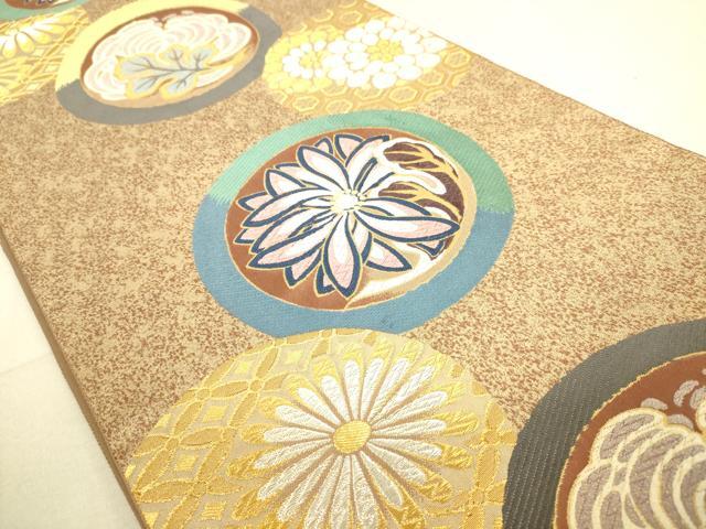 平和屋着物●六通柄袋帯 唐織 吉祥花丸文 金銀糸 正絹 逸品 DAAO0128az