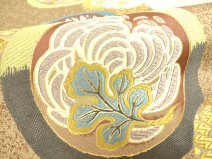 平和屋着物●六通柄袋帯 唐織 吉祥花丸文 金銀糸 正絹 逸品 DAAO0128az