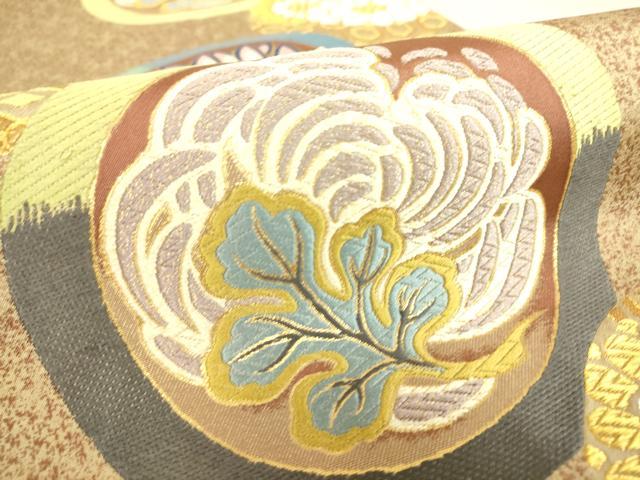 平和屋着物●六通柄袋帯 唐織 吉祥花丸文 金銀糸 正絹 逸品 DAAO0128az