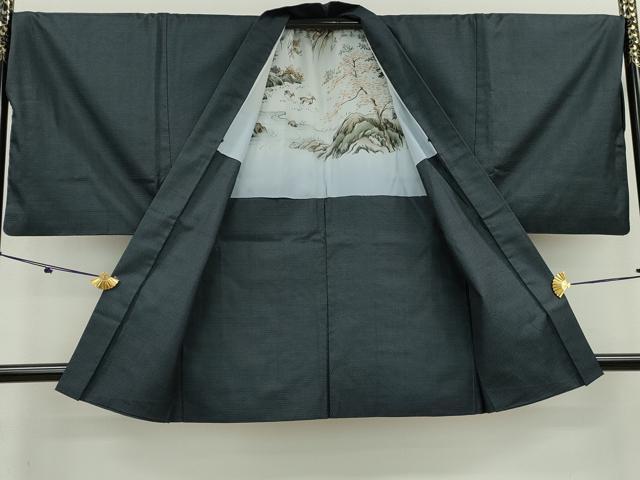 平和屋着物□男性 紬 アンサンブル 亀甲文 キングサイズ 正絹