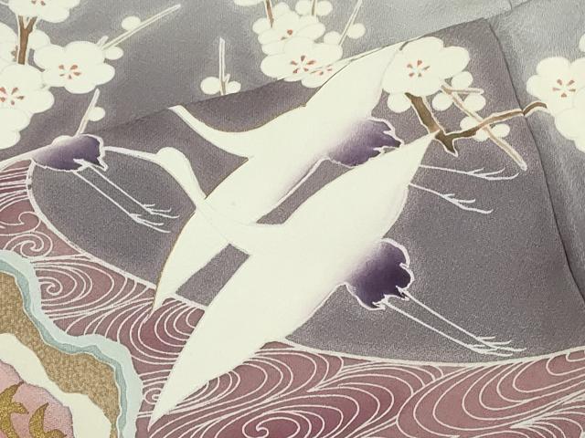付下げ 暈し 金彩 流水 菊 芝 鶴文様 正絹 共八掛 N548 - メルカリ