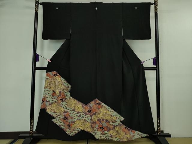 平和屋着物■豪華黒留袖 松皮菱花文 松竹梅 金彩 正絹 逸品 DAAO1000xg