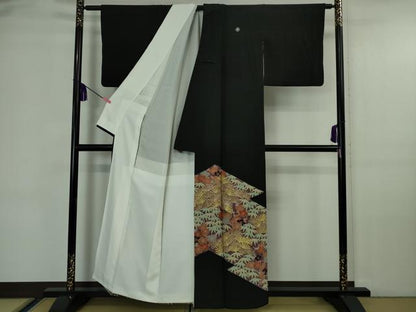 平和屋着物■豪華黒留袖 松皮菱花文 松竹梅 金彩 正絹 逸品 DAAO1000xg