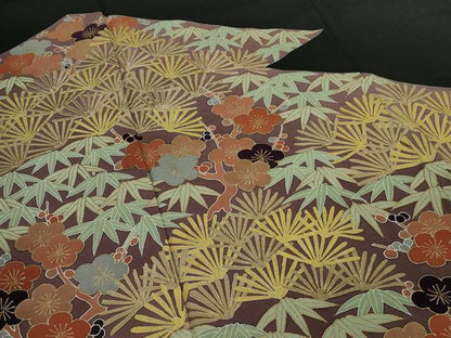 平和屋着物■豪華黒留袖 松皮菱花文 松竹梅 金彩 正絹 逸品 DAAO1000xg