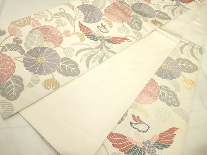 平和屋着物■六通柄 本袋帯 鳳凰花文 金糸 正絹 逸品 DAAO2549jm