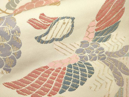 平和屋着物■六通柄 本袋帯 鳳凰花文 金糸 正絹 逸品 DAAO2549jm
